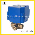 3-way DC12V L-flow 1/4" Brass mini motorized ball valve with manual override and position indicator